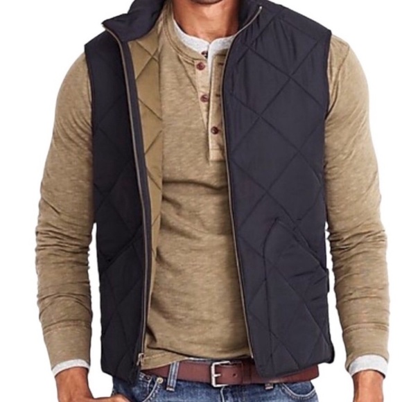 J. Crew Other - J. Crew Men's Quilted Walking Vest in Navy, Tan Interior, Size Large